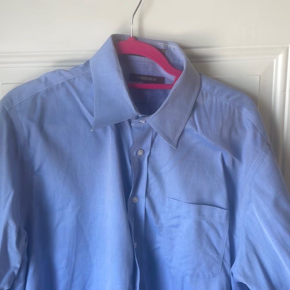 Nordstrom Men’s Cotton Wrinkle-Free Dress Shirt - Blue - 16 1/2 - 34